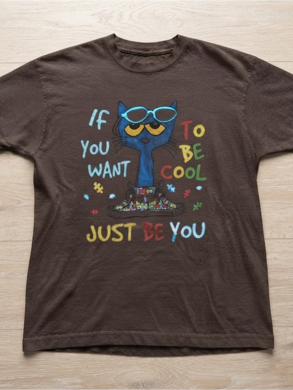 Brown Quote Cat Graphic T-Shirt Gildan Cute Animal Tee Top